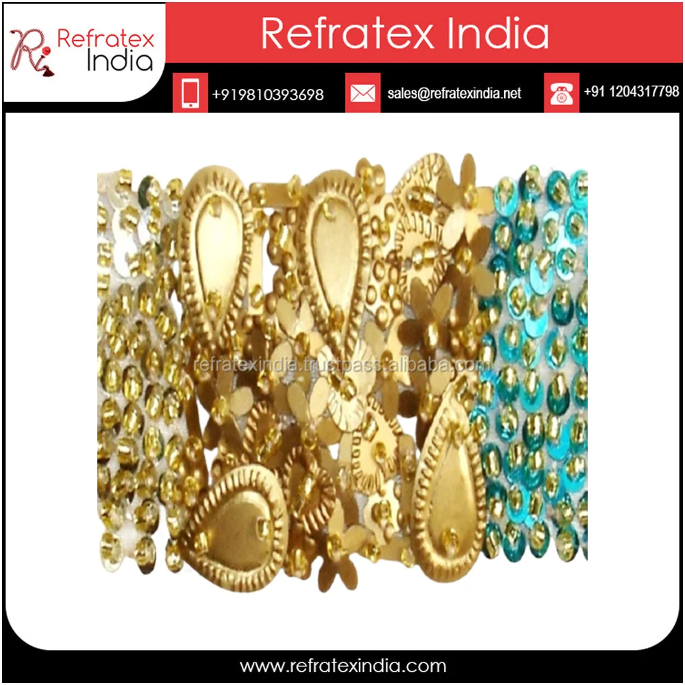 Golden Blue Beaded Trim BGT135