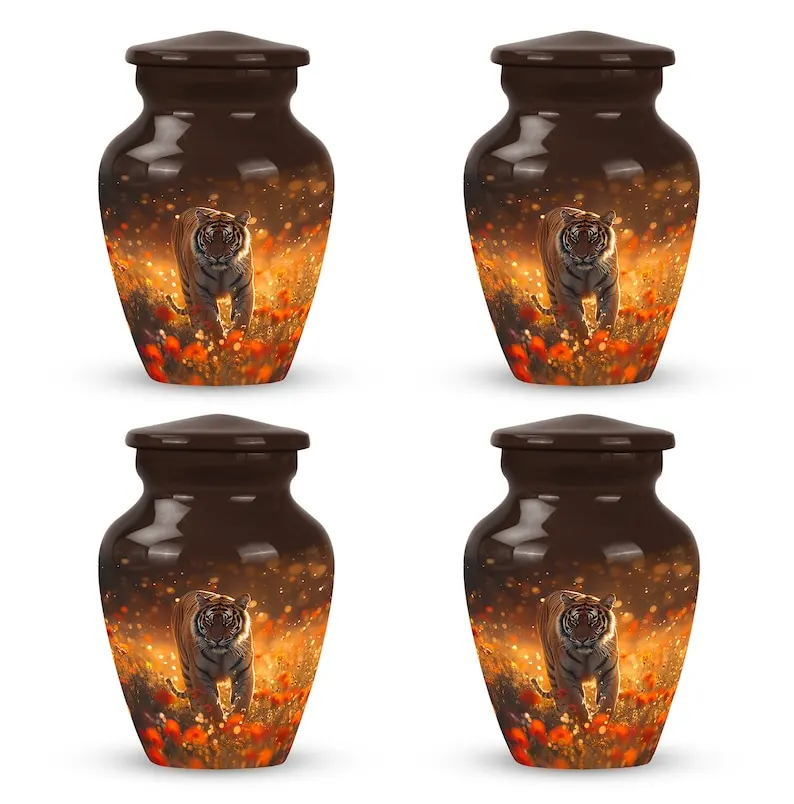 Tiger Spirit Funeral Urn Deep Mahogany Warm Amber Ashes Urn for Ashes Cremation Ashes Decorative Modern Animal King
