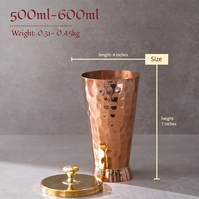 hammered Copper Moscow Mule Tumbler With Lid Polished Best Quality Handmade Metal Drinkware For Bars And Restaurant From India
