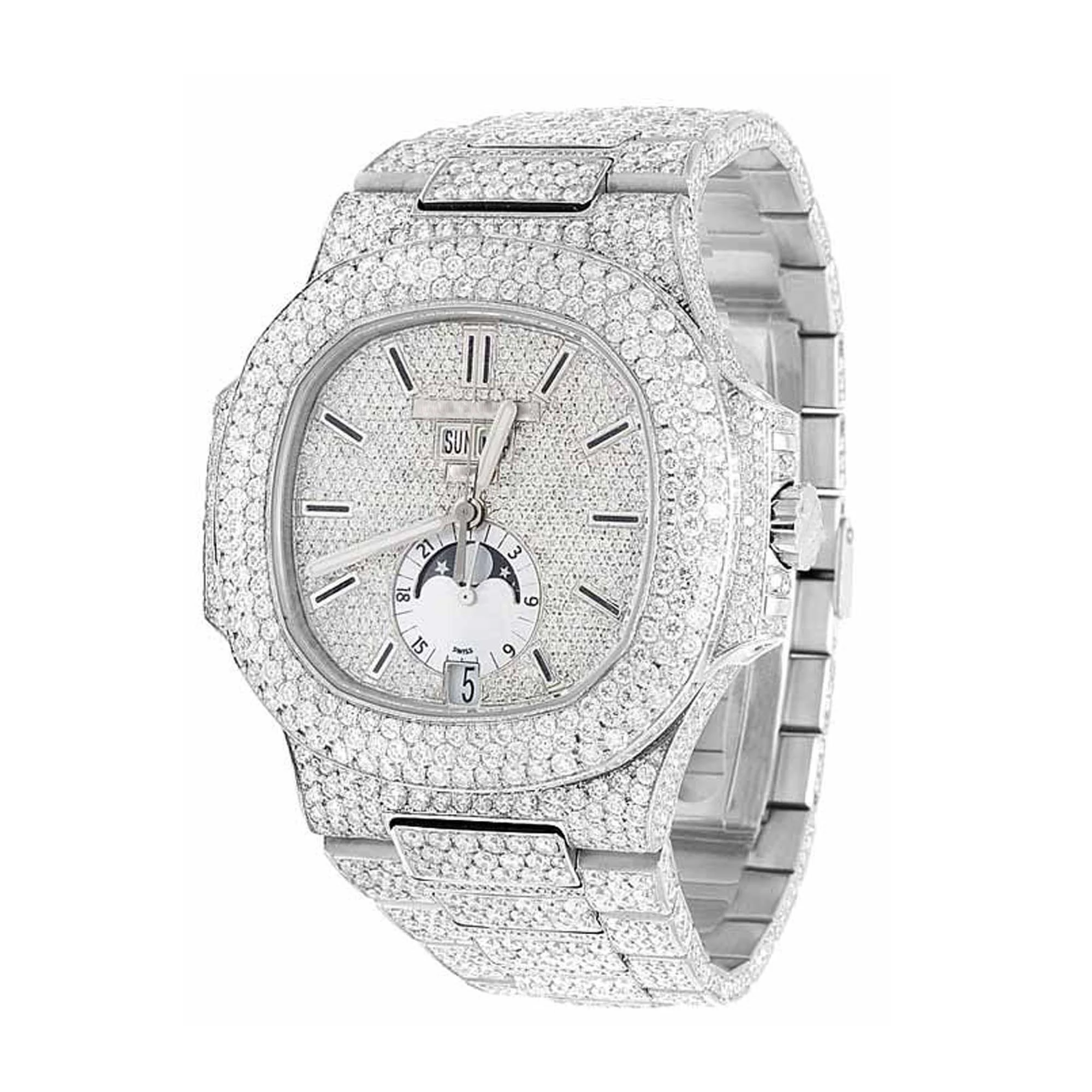 2025 New Arrival Hip Hop Watch Fully Iced Out Watch With VVS Moissanite Diamond For Mens Wristwatch