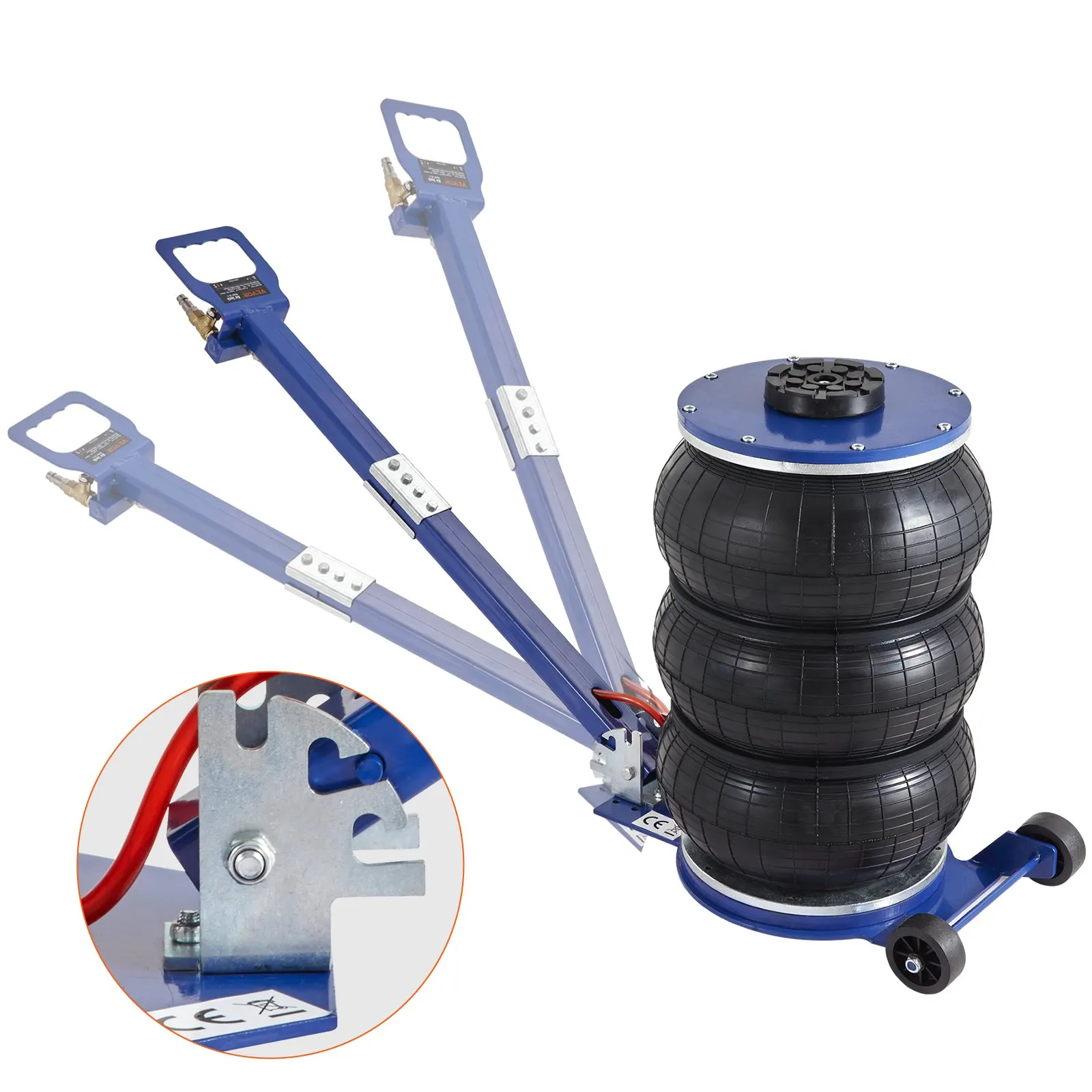 5 Ton/11000 lbs Air Jack with Six Steel Lift up to 18.5 inch/470 mm 3-5 s Pneumatic with Adjustable Handle for Car Garage Repair
