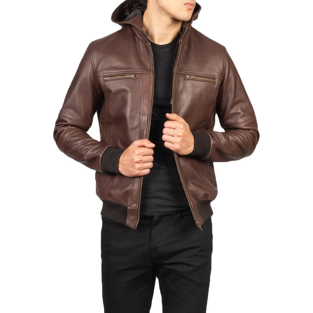 New Fashion Distressed Vintage Leather Jacket Men Genuine Lambskin Mens Leather Jacket