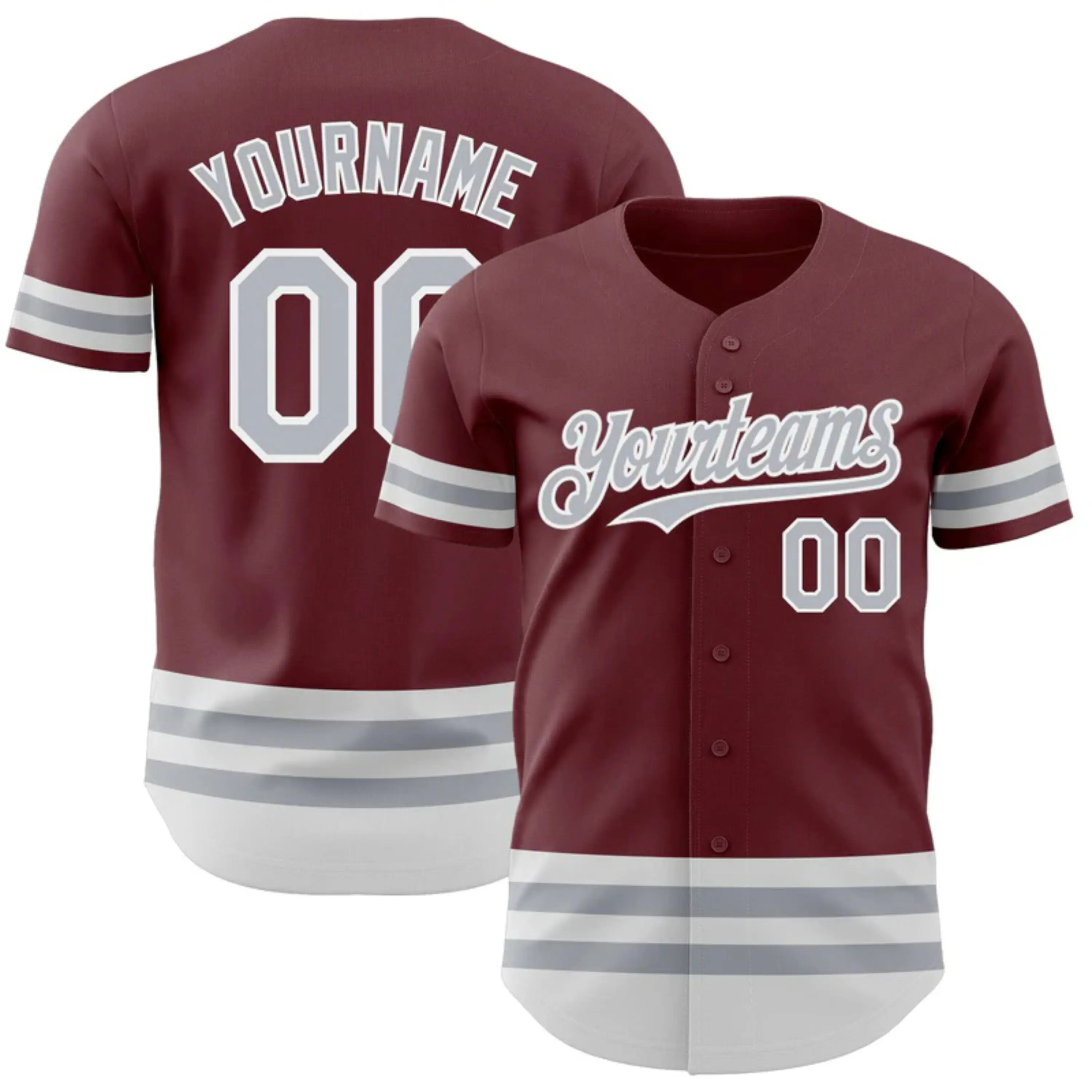 Full Button Custom Baseball Jerseys with Sublimated or Embroidered Logos, Custom Colors, and Personalized Player Numbers