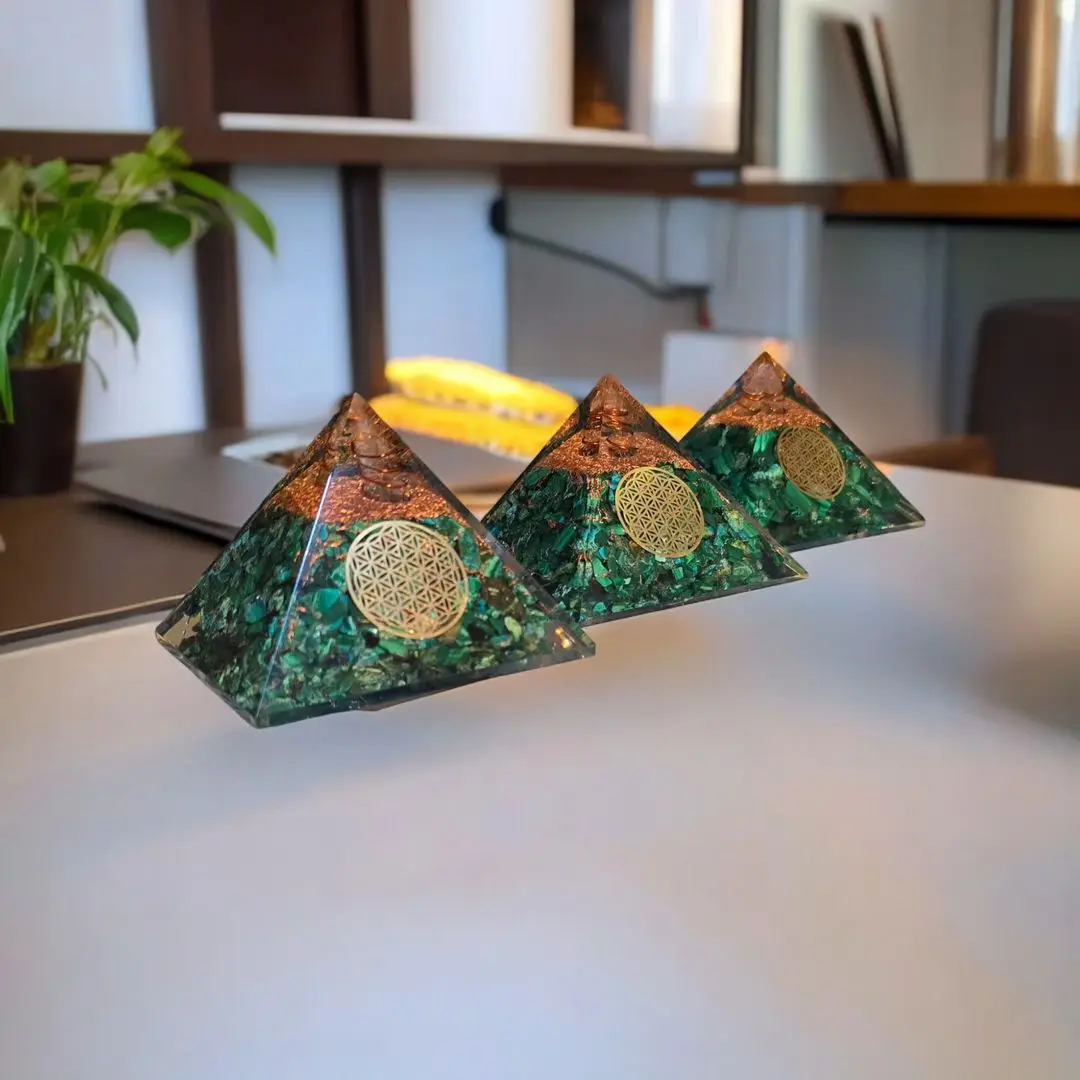 Orgone Pyramid Natural Malachite With Chrysocolla Buy Best Selling Emf Protector Orgonite Chakra Gemstone Pyramids For Healing
