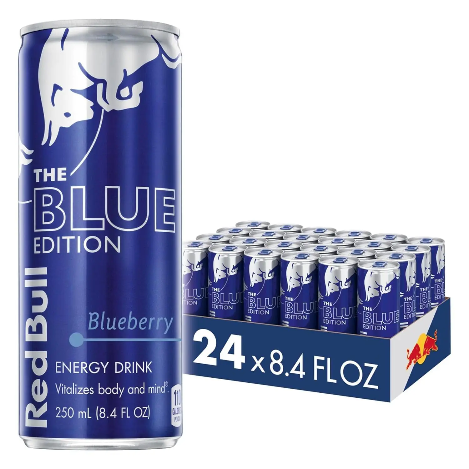 Энергетический Напиток Red Bull Blue Edition черника 80 мг кофеина плюс Таурин и витамины 8 4 унции упаковка из 24 банок