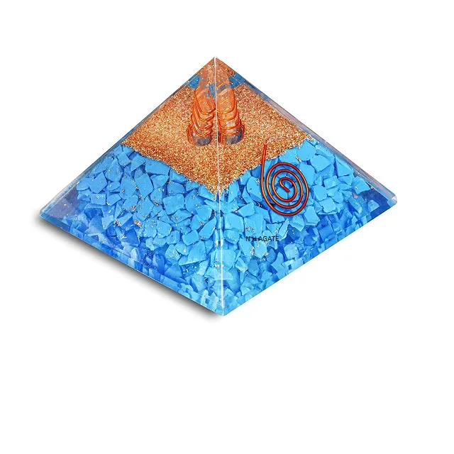 Latest Orgone Turquoise Pyramid Crystal Point Gemstone Agate Feng Shui Style Home Decoration Healing Angel Pattern Ball Theme