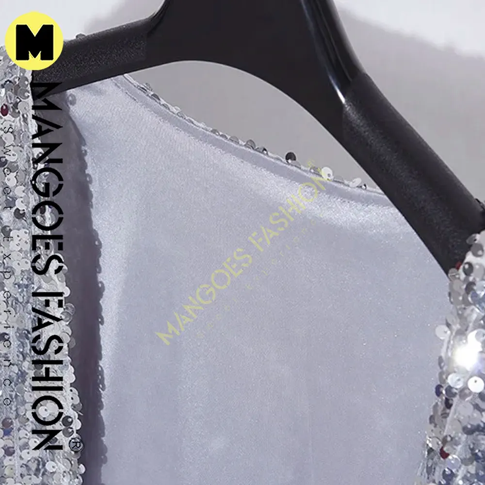 Sequins Jacket Women Luxury Party Evening Dress Nightclub Outfits Music Festival Rave Top Long Sleeve Short Coat Silver