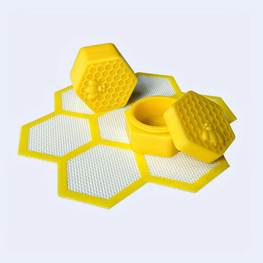 Hexagonal Bee Design Tobacco Storage Jar Silicone Oil Container Smoking Accessories