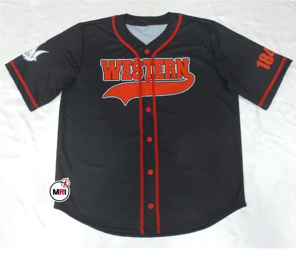 Custom Best Selling Black Team Shirts Wholesale Sublimation Team Base ball western baseball jersey dry fit material for men