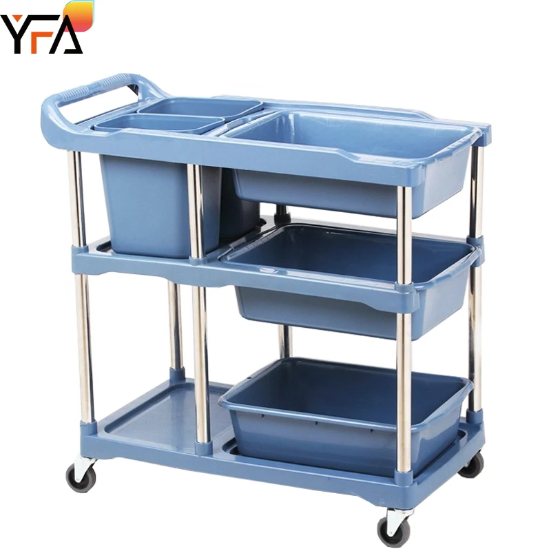 Restaurant Service Cleaning Tableware Collection Trolley Service Cart Multifunctional Kitchen Trolley Service Cart