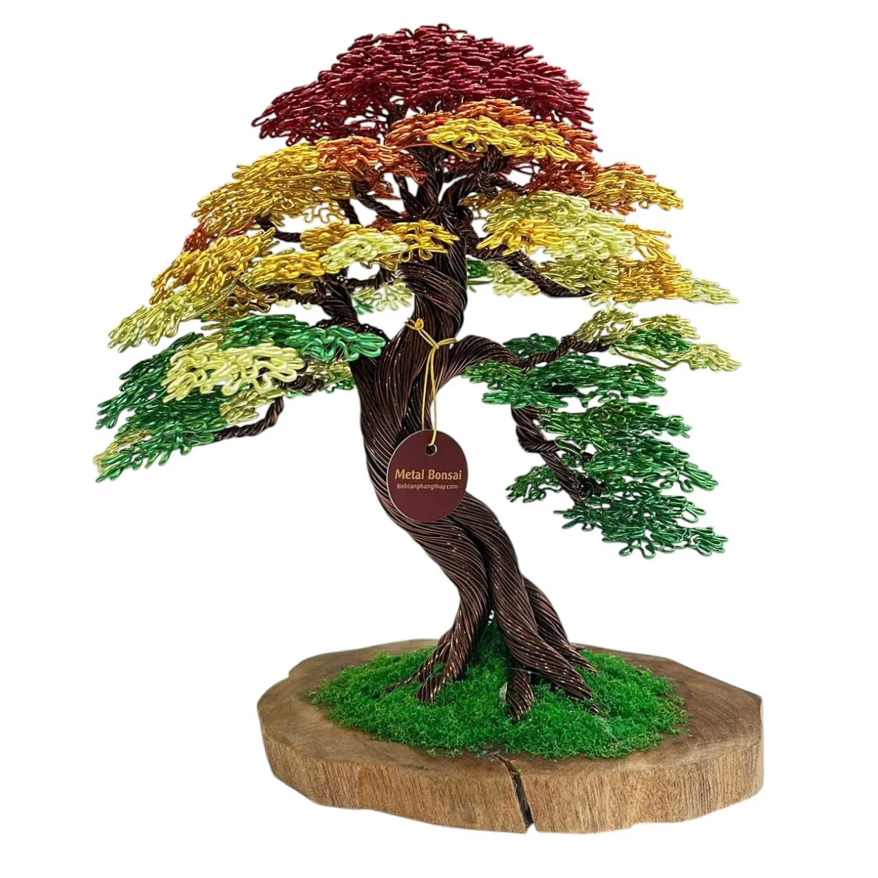 Scented Wood Copper Metal Wire Bonsai Tree Handicraft Sculpture Artificial Plant on Wooden Frame Handmade Decoration wholesales