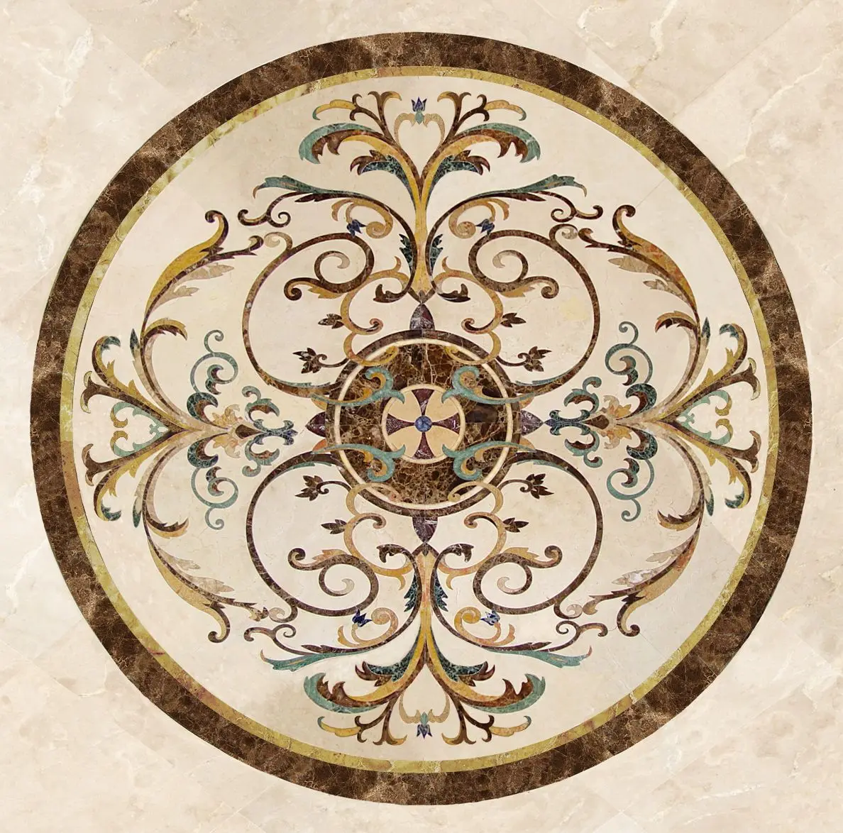Handmade Italian Ceramic Mandala Marble Inlay Mosaic Art Luxury Hanging Plate for Wall & Home Flooring & Decor Glass Wholesale