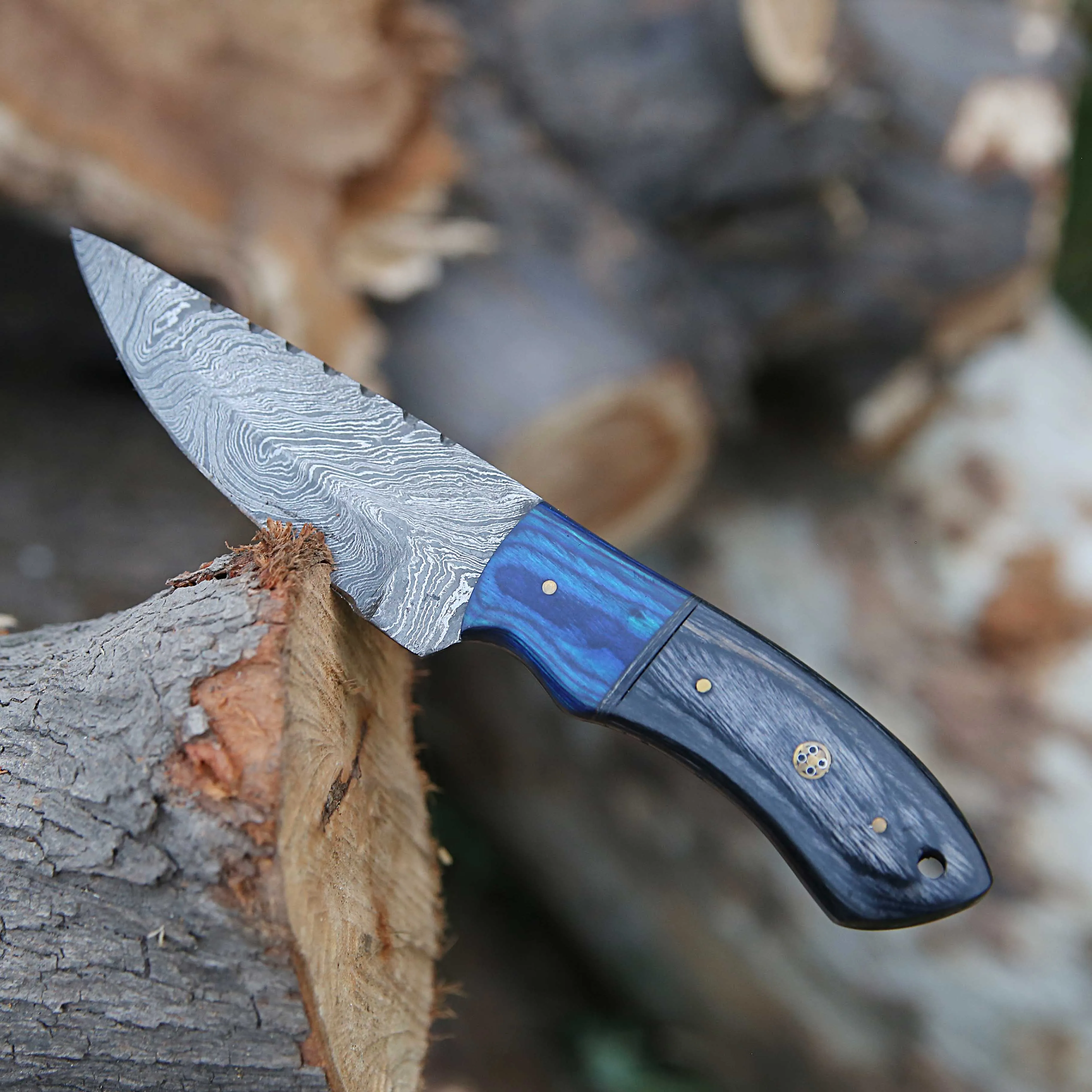 Custom Damascus steel Fixed Blade Knife Hunting knife With leather sheath Full tang knife Amazon Drop shipping