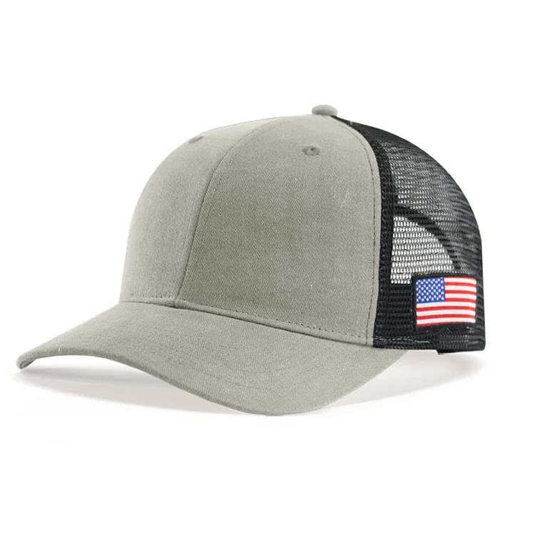 OEM 2022 Latest Modal Customized Baseball Caps With American Flag Mesh Hat 6 Panel Cotton Trucker Hat Cap