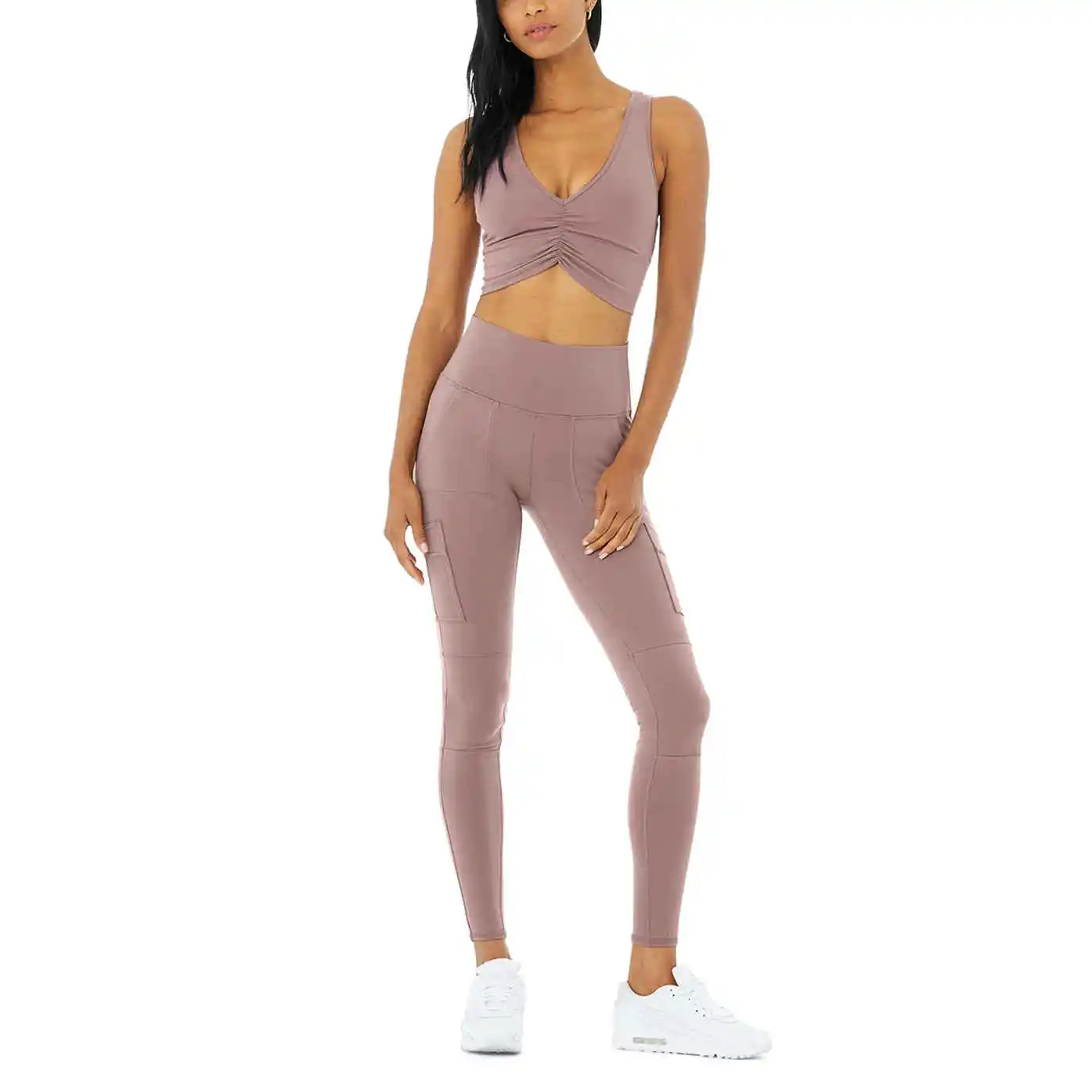 2024 эластичный бюстгальтер для бега с ремешками, дышащий бюстгальтер для йоги и леггинсы, спортивная одежда для занятий йогой, Женский комплект