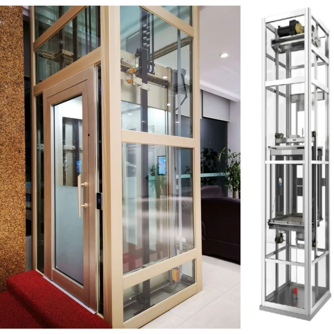 2-5 Floors Shaftless Residential Lifts In House Lift Small Lifts for 4/5/6 Persons Passenger Home Elevator In China