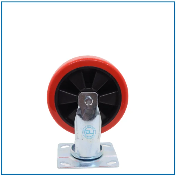 4 Inch Medium Heavy Warehouse Duty Black PP Core Red Polyurethane Revolving Castor Wheels For Trolley