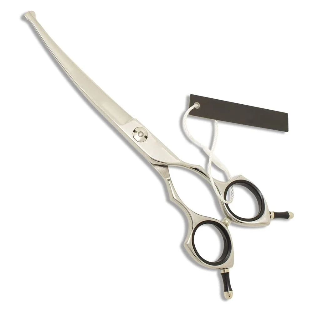 Customized Pet Grooming Scissors Blunt Edge Satin Finish Russian Scissors Pet Curved Dog Grooming Blunt Tip Scissors