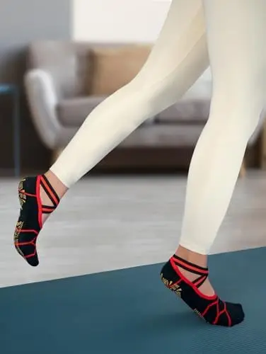 X-Cross Anti Slip Non Skid Barre Yoga Pilates Hospital Socks with grips for Adults Men Women