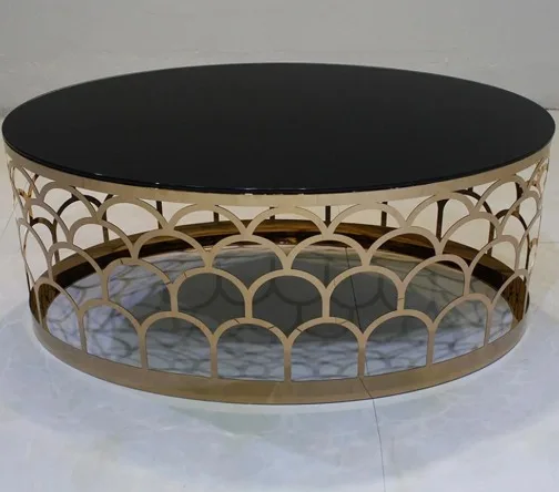 fashion square round stainless steel aluminium coffee table living room minimalist luxury marble coffee tables