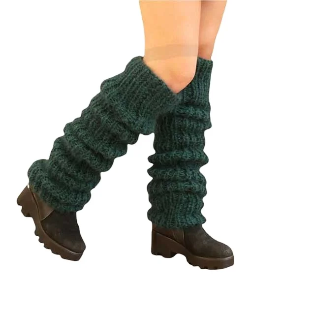 winter solid color Acrylic woolen leg warmer stockings over knee high socks pile women fuzzy thick fashion socks