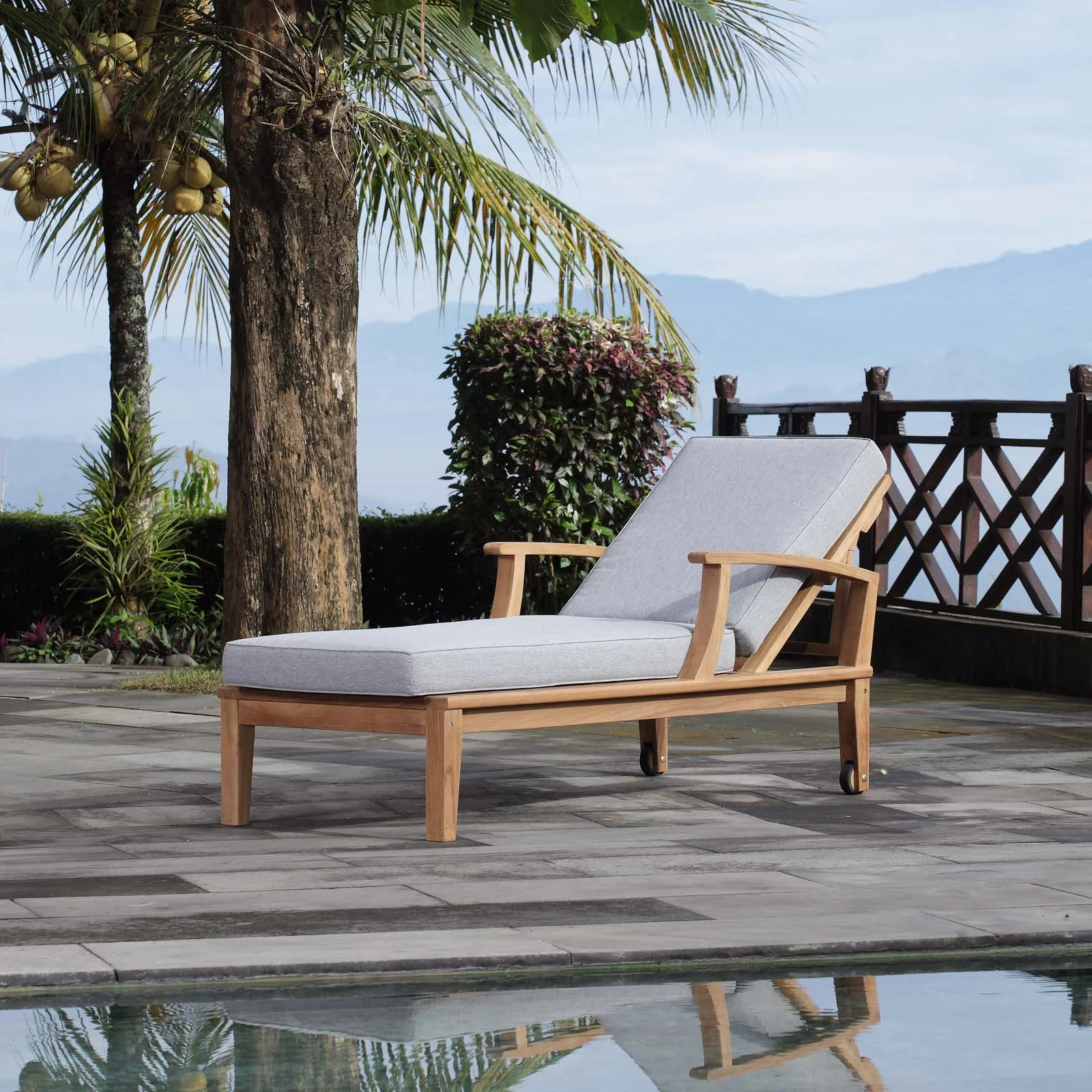 Outdoor Teak Sun Lounger Single Chaise