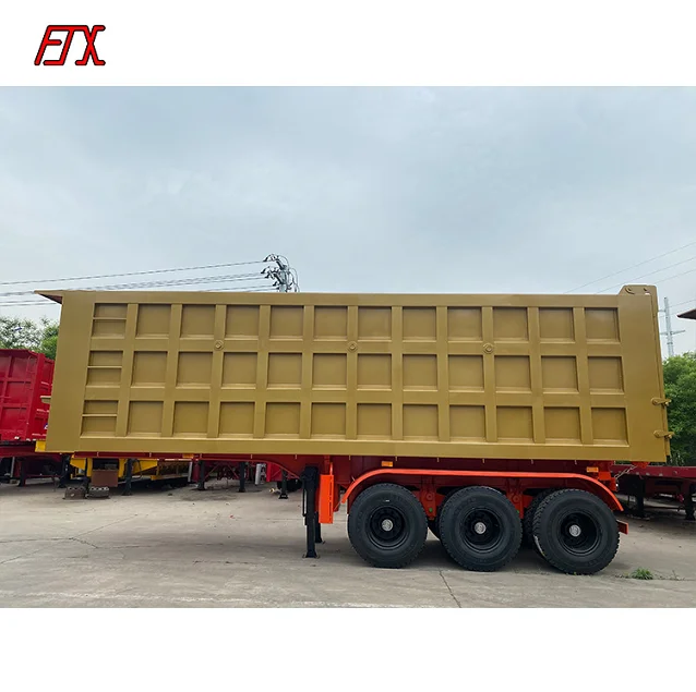 Dump semi-trailer 40t 50t truck 3-axle U-shaped dump semi-trailer tractor hydraulic mining trailer