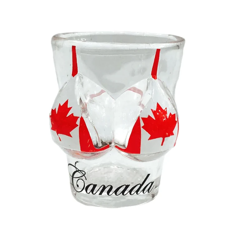 Custom logo maple leaf canadian souvenir gift canada souvenir shot glass