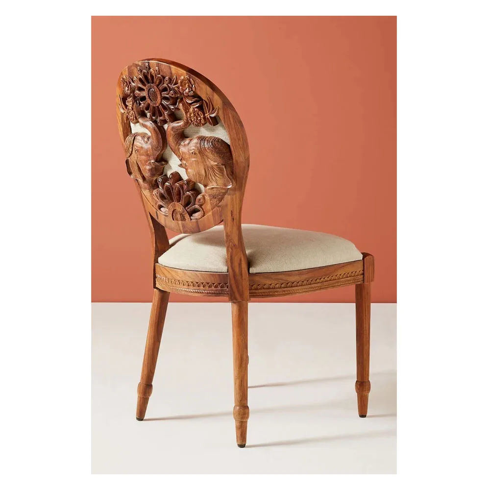 Hand carved Modern Elephant Design Dining Chair | Handmade Wooden Dining Chair and Kitchen Chair