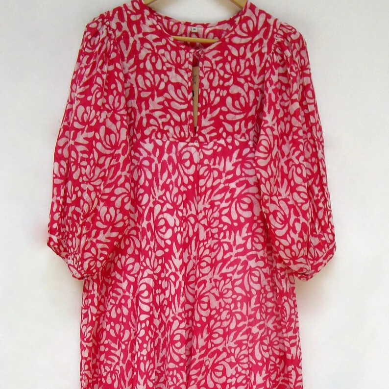 trending design factory price Wholesaler Premium Quality Long Sleeve Maxi Length Art Silk Dress Women cotton Dress