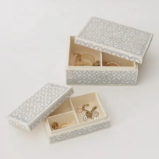 super Quality MDF Bone Inlay geometry pattern Serving storage box  for used export sell and shop