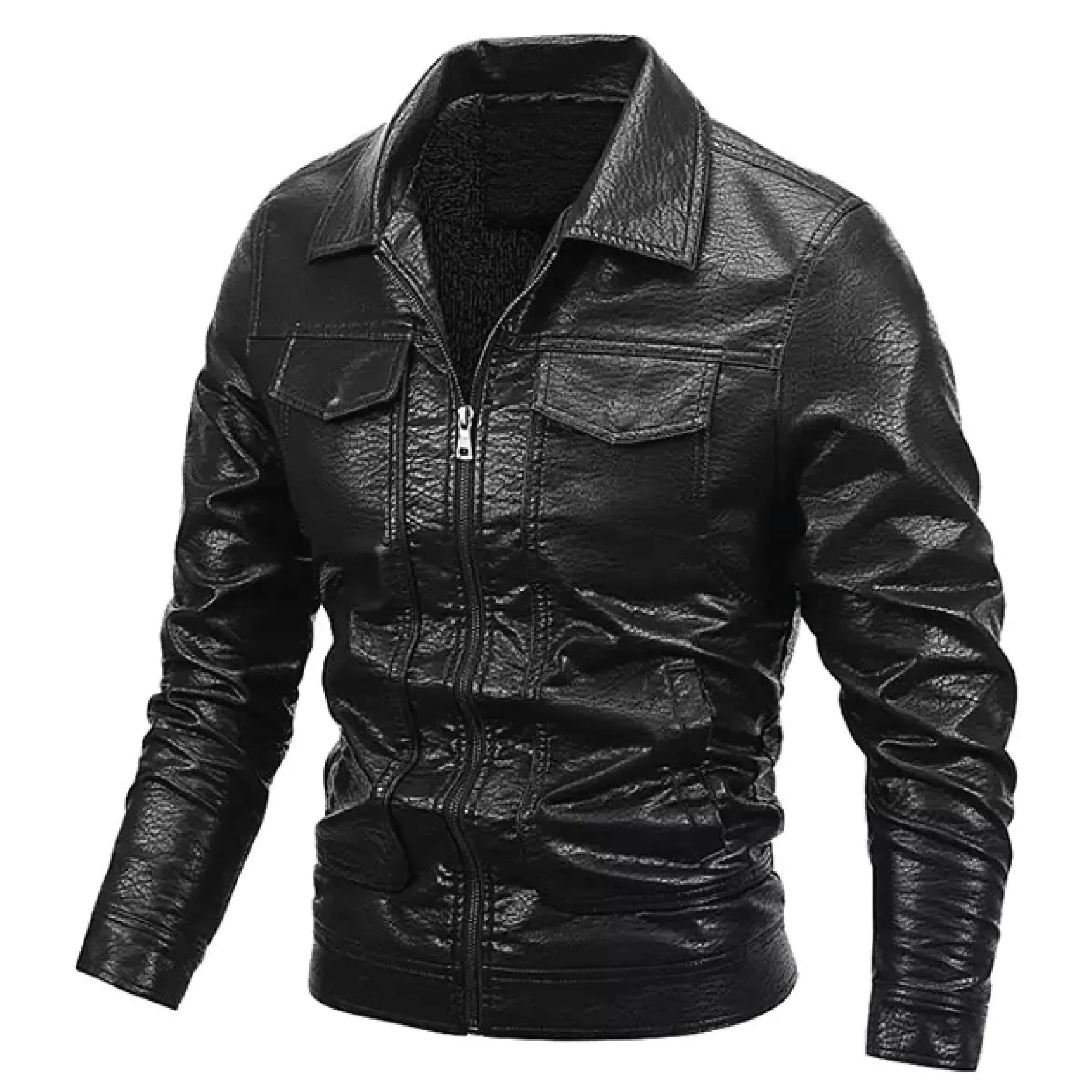Winter new design Pure leather jacket fur collar  motorcycle  leather jackets