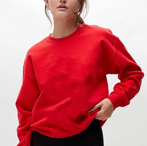 Red solid Custom Women Stylish Pullover custom no Sublimation Sweat Shirts Without Hood Design Factory Price Wholesale Casual