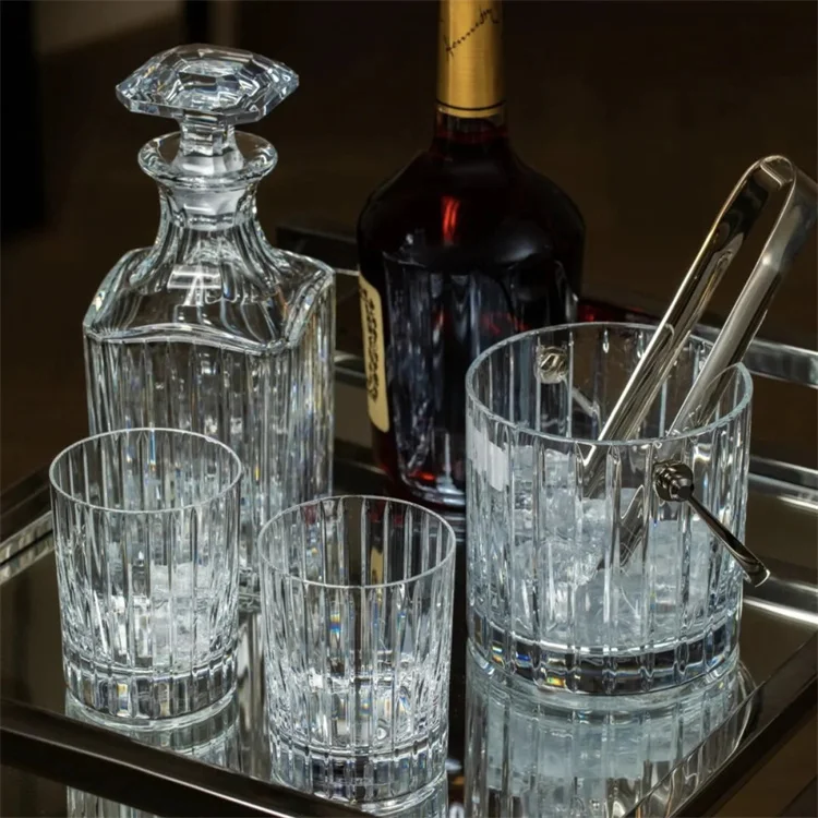 Transparent Crystal Glass Ice Bucket Large Crystal Vessels Premium Crystal Ice Buckets Wine Utensils
