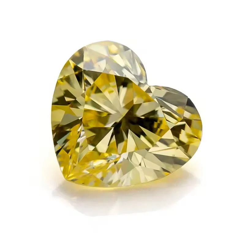 Color Diamond Manufacturing in India Fancy Intense Yellow Heart Lab Created Diamond Yellow Heart Cut Fancy Shape Loose Diamonds