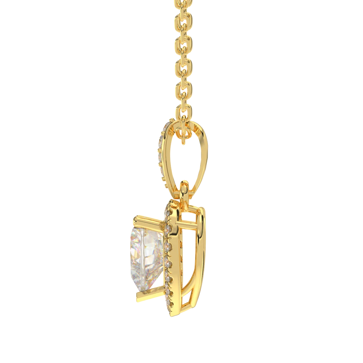 High Quality Fine Jewelry 10K Real Gold Heart Shape Custom OEM ODM Pendant Necklace For Women Calista Jewelry Bezel Set Halo