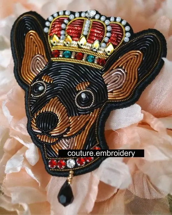 Fashion hand embroidery bullion wire brooch HAND  fashion brooch custom made jacket patches ladies brooch #0000545