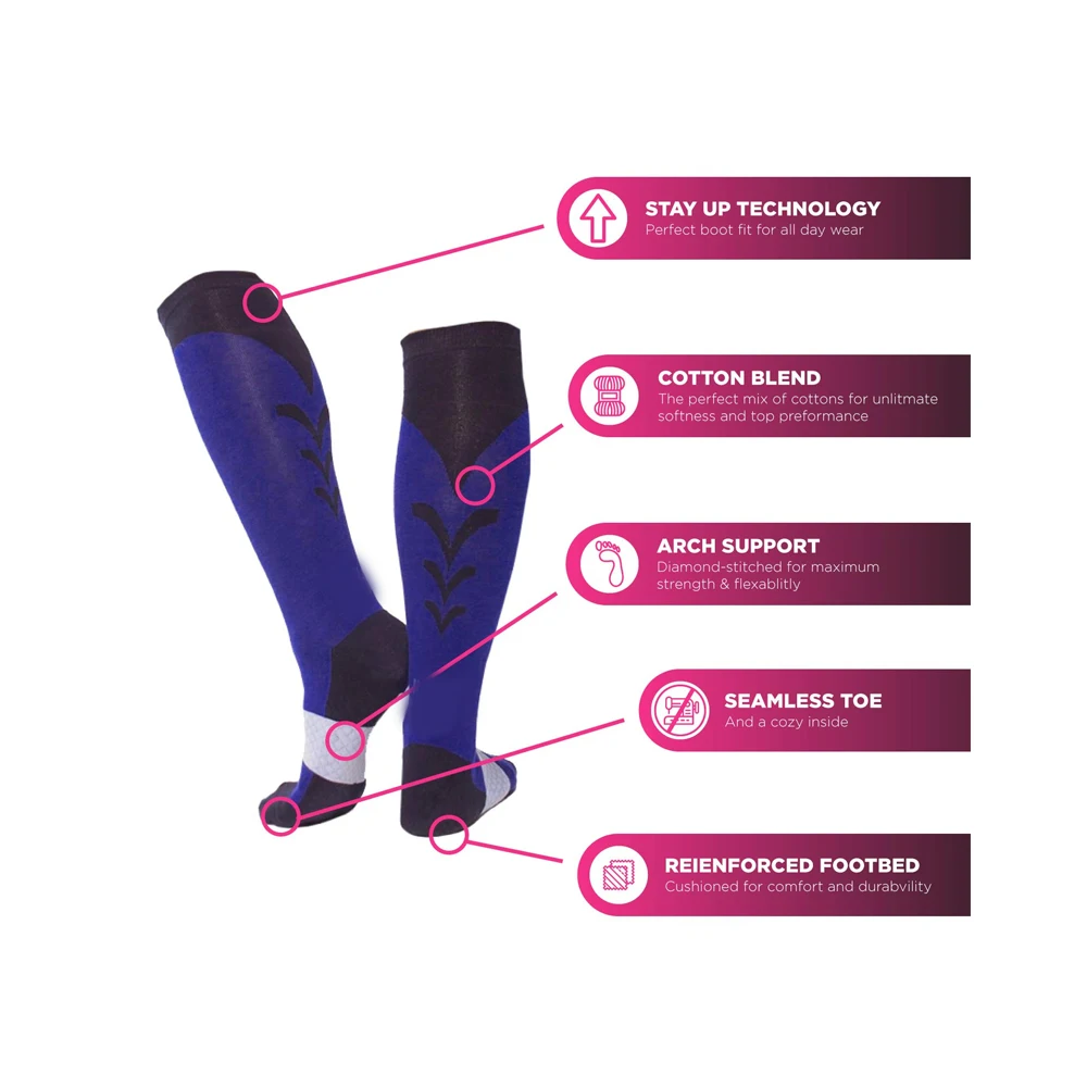 Equestrian High Performance Riding Socks - Horse Riding & Tall Boot Over the Calf Knee High Socks