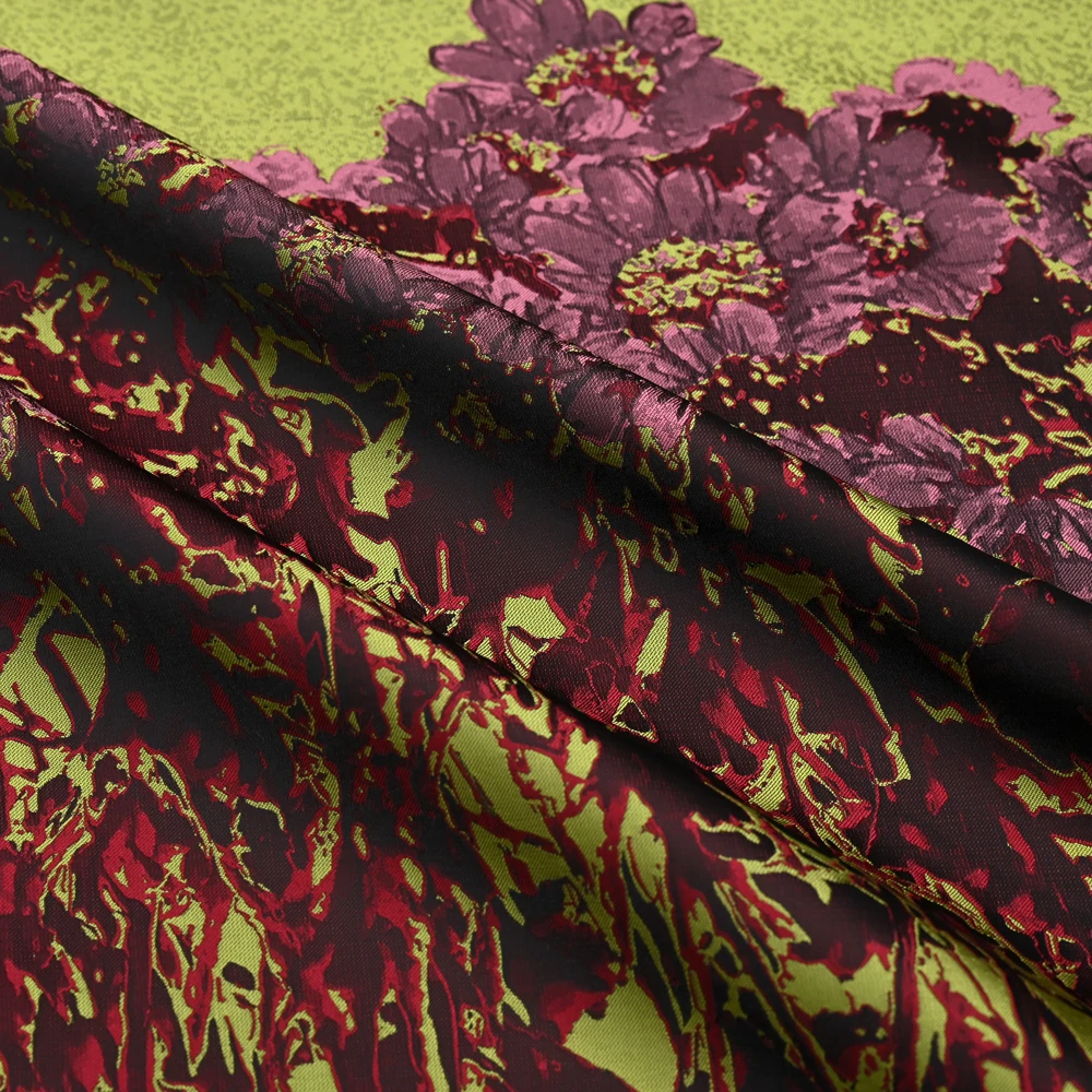 Yili Garment Dress Brocade Suit Fabric Yarn-dyed Brocade Lurex Upholstery Jacquard Costume Floral Print Curtains 60gsm Plain Dye