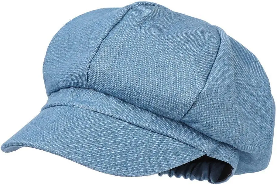 Wholesale Womens Denim Newsboy Cap Visor Beret Hat Cabbie Cap