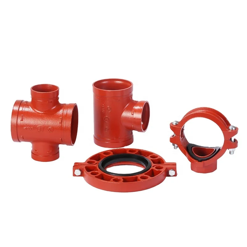 JIANZHI  cast iron connect 90 degree bend ductile iron reducer grooved coupling pipe fitting flange fire fighting tee adaptor