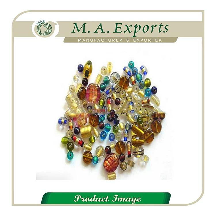 Superior Quality Gold Foil Mix Multi Color Glass Beads for Sale at Lowest Price From India