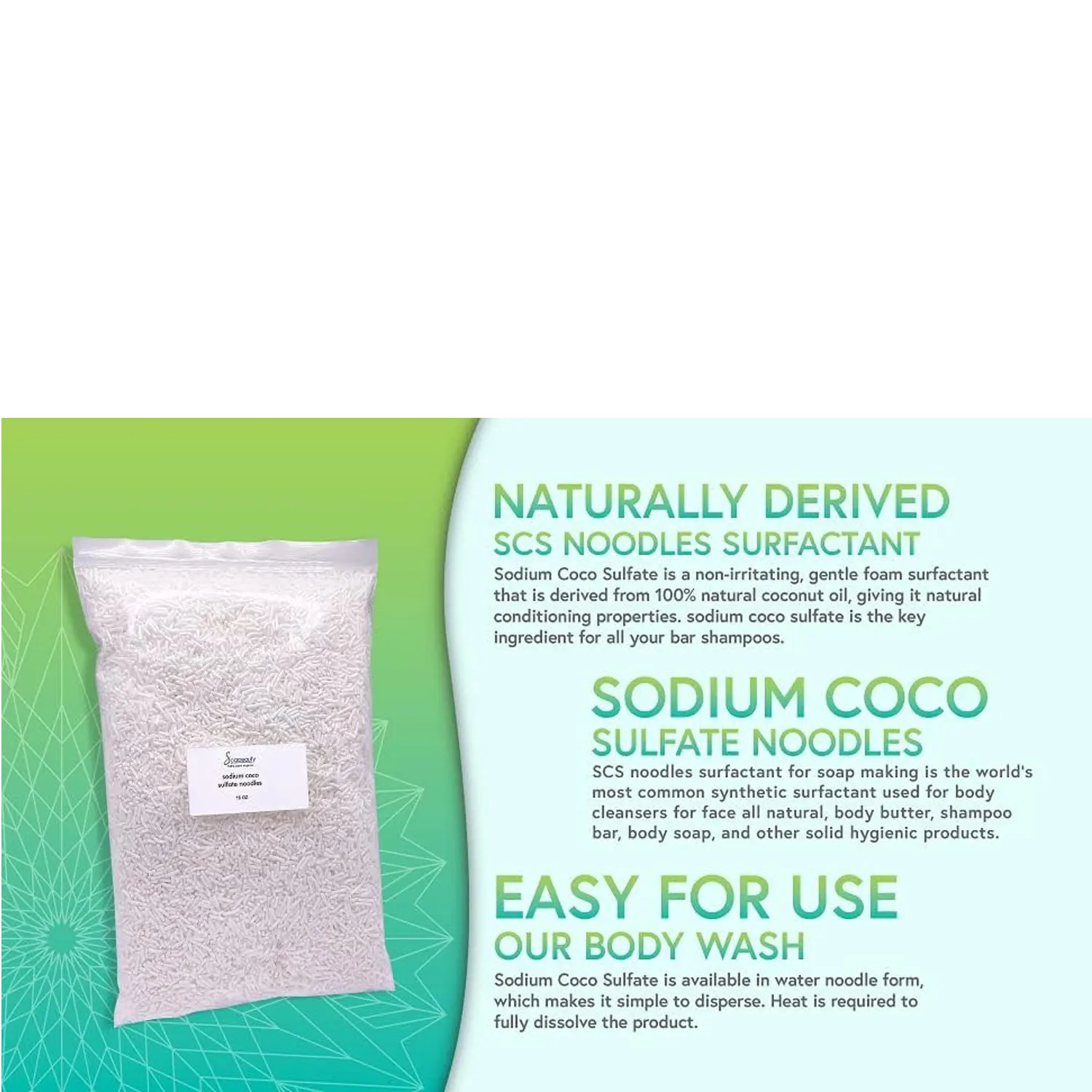 Soap Making Supplies - Sodium Coco Sulfate Noodles for Handcrafted Soaps Wholesalers Soap Noodles