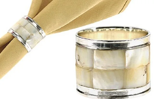 Mother of Pearl Napkin Ring Silver Plated Brass Napkin Rings Seashell Table Decoration and Dining Accessories