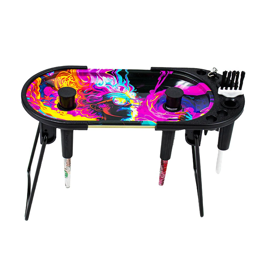 New Cartoon Printed Metal Tray Smoke Herb Tray Set Smoking Rolling Tray with Roll Cone Filling Function