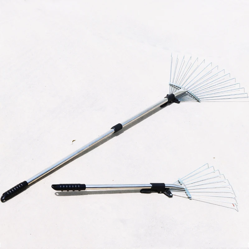 Adjustable 15 Teeth Steel Grass Flat Rake  Garden Rakes Leaf Rakes