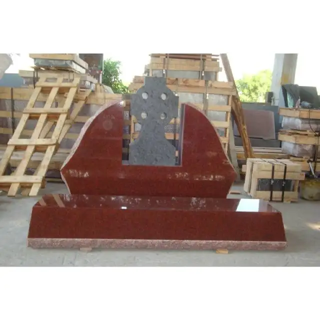 European Modern High Quality Red Polished Granite Headstone Outdoor Tombstone Cemetery Monument Memorial Gravestone Wholesalers
