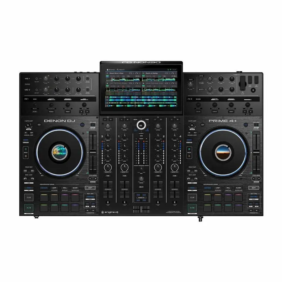 2024 Denon DJ PRIME 4 + Автономный 4-палубный диджейский контроллер-черный