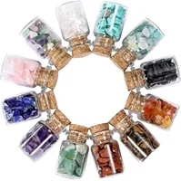 12 Pcs Gemstone Bottles Chip Crystal Healing Tumbled Gem Reiki Wicca Stones Set, Home Decorations, Chakra Healing Crystals, Witc