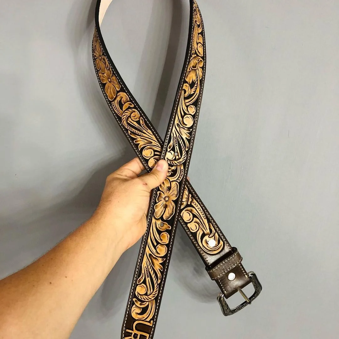 Западный ковбойский ремень с Цветочным Тиснением работа лучшее качество индийский поставщик оптовая продажа для мужчин и женщин